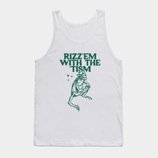 Rizz Em With The Tism Vintage T-Shirt, Retro Funny Frog Shirt, Frog Meme Tank Top